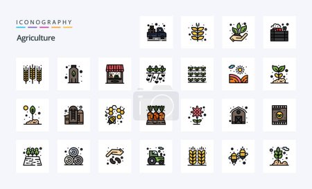 Illustration for 25 Agriculture Line Filled Style icon pack - Royalty Free Image