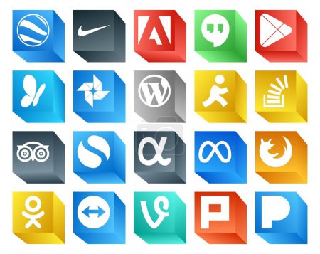 Illustration for 20 Social Media Icon Pack Including simple. tripadvisor. wordpress. overflow. question - Royalty Free Image