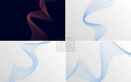Téléchargez les illustrations : Pack de fond vectoriel abstrait courbe d'onde moderne pour un design unique et audacieux - en licence libre de droit