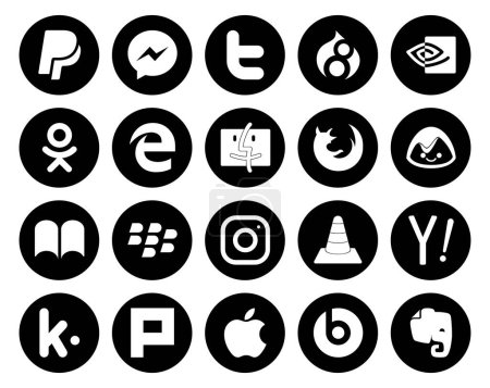 Ilustración de 20 Paquete de iconos de redes sociales Incluyendo reproductor. lc. Buscador. instagram. ibooks - Imagen libre de derechos