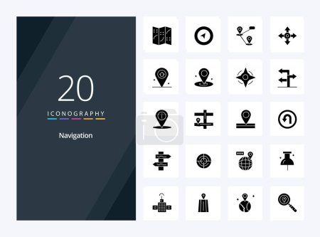 Illustration for 20 Navigation Solid Glyph icon for presentation - Royalty Free Image