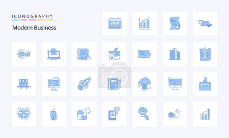 Téléchargez les illustrations : Pack icône 25 Modern Business Blue - en licence libre de droit