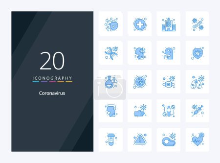 Ilustración de 20 Coronavirus Blue Color icono para la presentación - Imagen libre de derechos