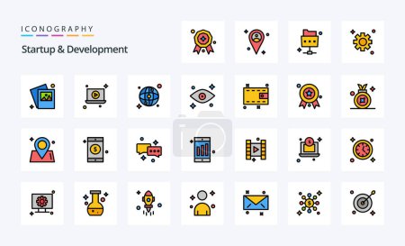 Illustration for 25 Startup And Develepment Line Filled Style icon pack - Royalty Free Image