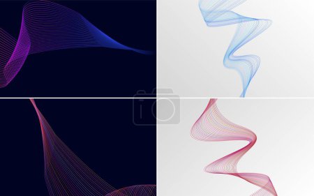 Ilustración de Agregue un toque moderno a su proyecto con este conjunto de 4 fondos de onda vectorial - Imagen libre de derechos