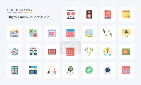Ilustración de 25 Ley digital y sonido Studio paquete de iconos de color plano - Imagen libre de derechos