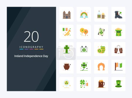 Illustration for 20 Ireland Independence Day Flat Color icon for presentation - Royalty Free Image