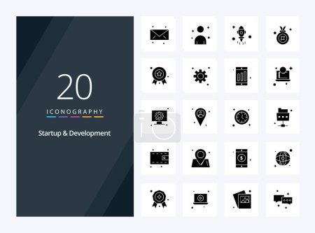 Illustration for 20 Startup And Develepment Solid Glyph icon for presentation - Royalty Free Image