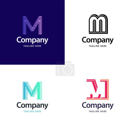 Ilustración de Letra M Big Logo Pack Diseño Creativo Diseño de logos modernos para su negocio - Imagen libre de derechos