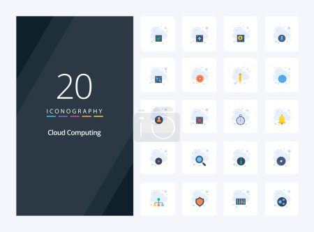 Illustration for 20 Cloud Computing Flat Color icon for presentation - Royalty Free Image