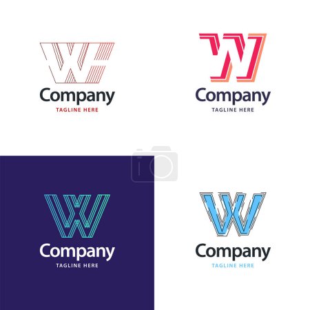Ilustración de Letra W Big Logo Pack Design Diseño de logos modernos creativos para su negocio - Imagen libre de derechos