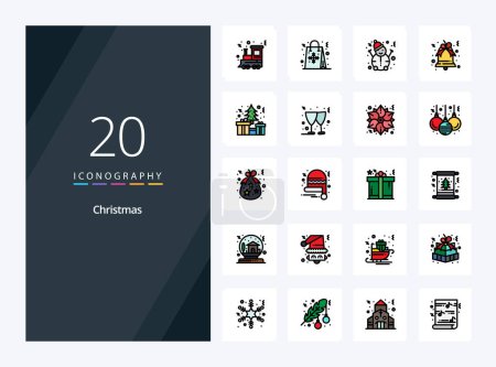 Illustration for 20 Christmas line Filled icon for presentation - Royalty Free Image