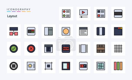 Ilustración de 25 Línea de diseño relleno icono paquete de estilo - Imagen libre de derechos