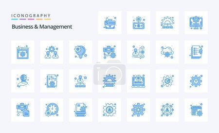 Ilustración de 25 Paquete de iconos Business And Management Blue - Imagen libre de derechos