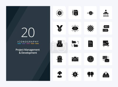 Ilustración de 20 Icono de glifo sólido de gestión y desarrollo de proyectos para presentación - Imagen libre de derechos