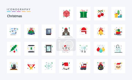 Téléchargez les illustrations : Pack d'icônes couleur plat 25 Noël - en licence libre de droit