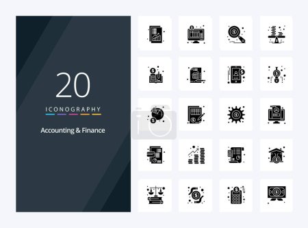 Ilustración de 20 Contabilidad Y Finanzas Solid Glyph icono para la presentación - Imagen libre de derechos
