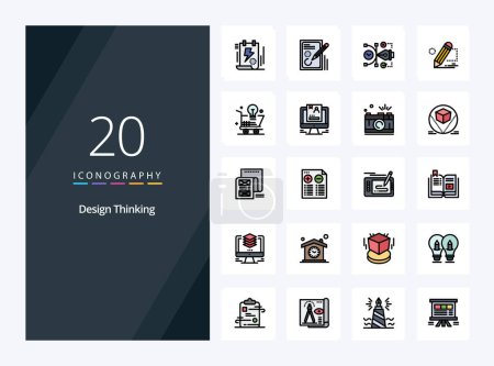 Téléchargez les illustrations : 20 Design Ligne de pensée Icône remplie pour la présentation - en licence libre de droit