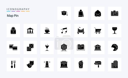 Illustration for 25 Map Pin Solid Glyph icon pack - Royalty Free Image