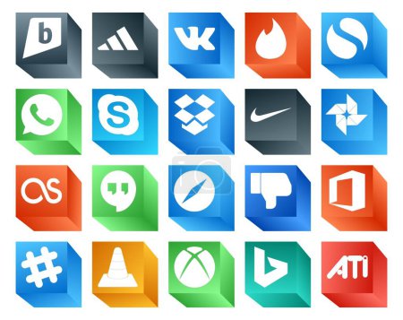 Illustration for 20 Social Media Icon Pack Including slack. dislike. dropbox. browser. hangouts - Royalty Free Image