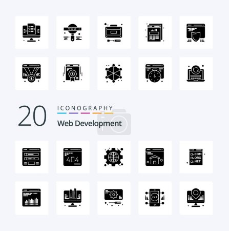 Ilustración de 20 Desarrollo Web Solid Glyph icono Pack como página de inicio del navegador web navegador web - Imagen libre de derechos