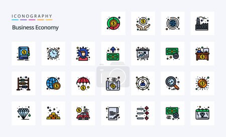 Téléchargez les illustrations : Pack d'icônes 25 Economy Line Filled Style - en licence libre de droit