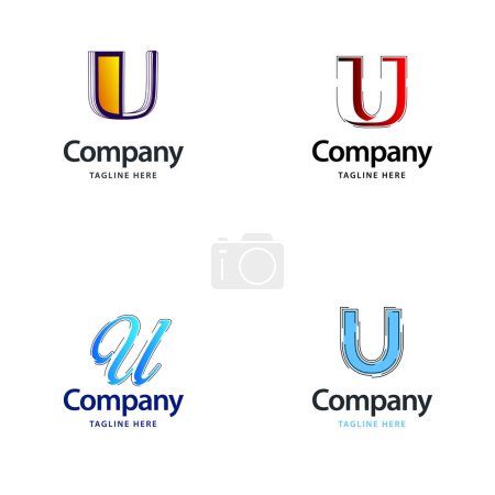 Téléchargez les illustrations : Lettre U Big Logo Pack Design Creative Design de logos modernes pour votre entreprise - en licence libre de droit