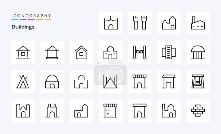 Ilustración de 25 Edificios Línea icono pack - Imagen libre de derechos