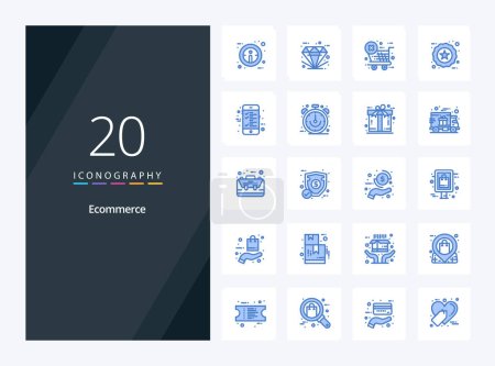 Ilustración de 20 icono de color azul de comercio electrónico para la presentación - Imagen libre de derechos