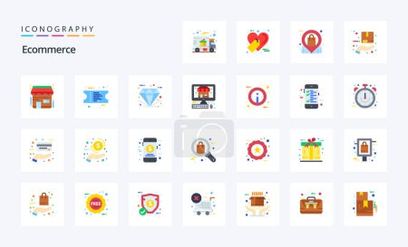Illustration for 25 Ecommerce Flat color icon pack - Royalty Free Image