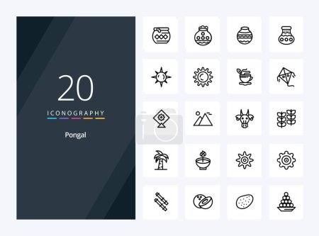 Téléchargez les illustrations : 20 icône Pongal Outline pour la présentation - en licence libre de droit