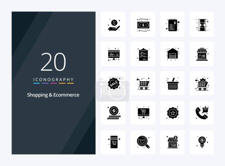 Illustration for 20 Shopping & Ecommerce Solid Glyph icon for presentation - Royalty Free Image
