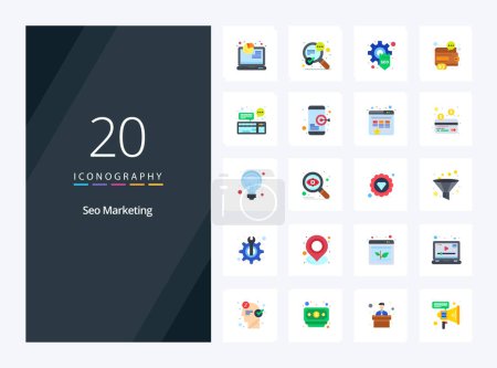 Ilustración de 20 Seo Marketing Flat Color icono para la presentación - Imagen libre de derechos