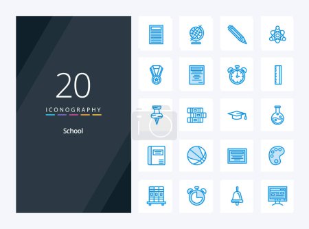 Illustration for 20 School Blue Color icon for presentation - Royalty Free Image