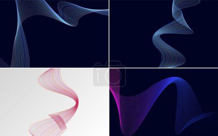 Ilustración de Curva de onda moderna vector abstracto paquete de fondo para un diseño fresco y moderno. - Imagen libre de derechos