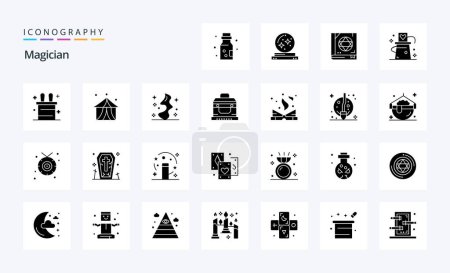 Illustration for 25 Magician Solid Glyph icon pack - Royalty Free Image