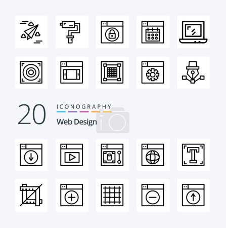 Ilustración de 20 Web Design Line icono Pack como diseñador globo web internet web - Imagen libre de derechos