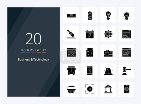 Ilustración de 20 Icono de glifo sólido de tecnología empresarial para presentación - Imagen libre de derechos