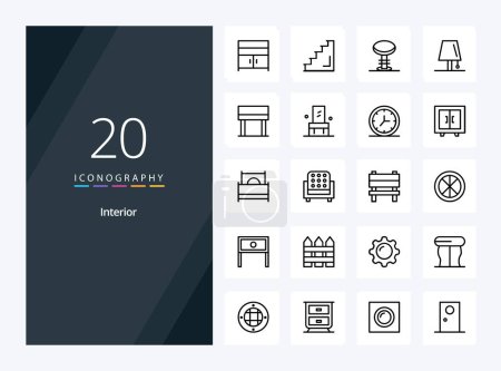 Téléchargez les illustrations : 20 icône de contour intérieur pour la présentation - en licence libre de droit