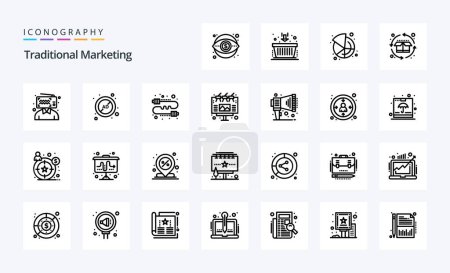 Illustration for 25 Traditional Marketing Line icon pack - Royalty Free Image