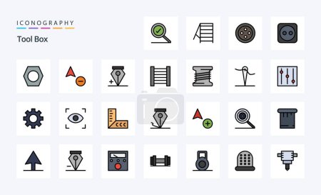 Téléchargez les illustrations : Pack d'icônes de style rempli par ligne de 25 outils - en licence libre de droit