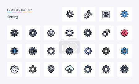 Illustration for 25 Setting Line Filled Style icon pack - Royalty Free Image