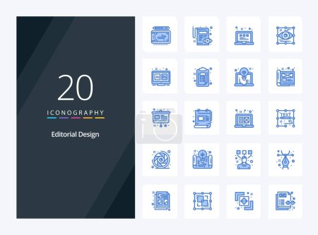 Illustration for 20 Editorial Design Blue Color icon for presentation - Royalty Free Image