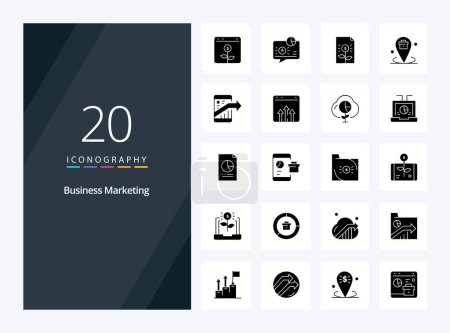 Ilustración de 20 Icono de glifo sólido de marketing empresarial para presentación - Imagen libre de derechos