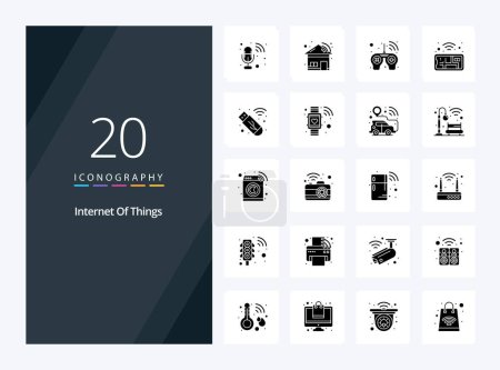Ilustración de 20 Internet de las cosas icono de glifos sólidos para la presentación - Imagen libre de derechos