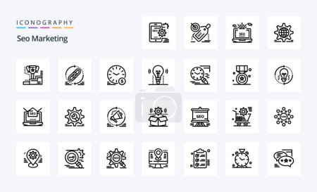 Ilustración de Paquete de iconos de 25 líneas de marketing Seo - Imagen libre de derechos