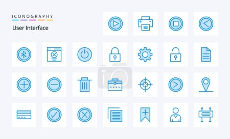 Téléchargez les illustrations : Pack icône bleu interface utilisateur 25 - en licence libre de droit
