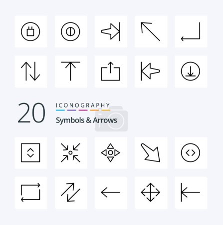 Ilustración de 20 Símbolos Flechas Icono de línea Paquete como flecha repetida navegar ampliar flechas - Imagen libre de derechos