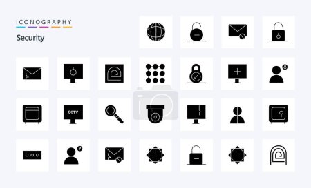 Illustration for 25 Security Solid Glyph icon pack - Royalty Free Image
