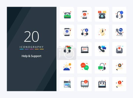 Ilustración de 20 Ayuda y apoyo icono de color plano para la presentación - Imagen libre de derechos